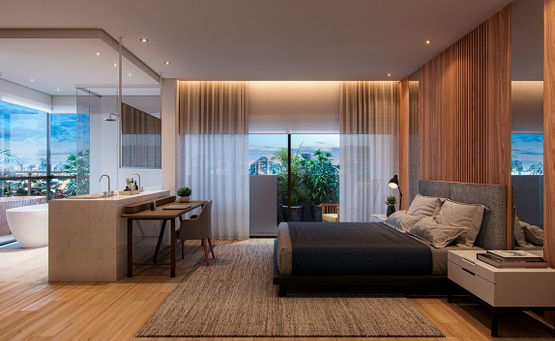 Concepção artística da suíte da cobertura de 281m²*