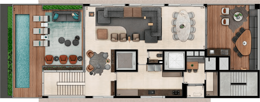 Concepção artística da planta superior do Duplex de 498m²
